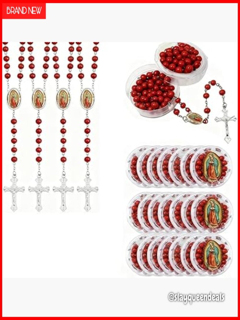 48 Scented Wooden Rosary Necklaces with Gift Boxes - Bulk